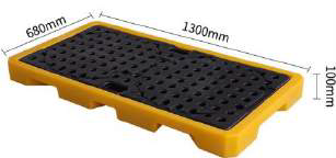 Поддон пластиковый на 2 бочки 1300x685x100 мм. HealthRun SCP-B1-2-45