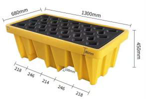 Поддон пластиковый на 2 бочки 1300x680x450мм. HealthRun SCP-B10-190